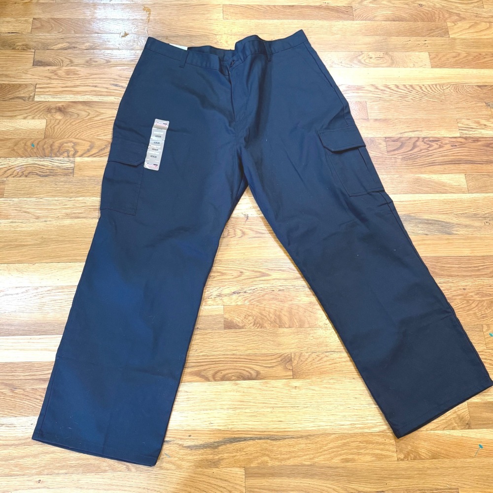 Genuine Dickies Mens Black Relaxed Fit Flex Straight Leg Cargo Pants 42X30 NEW
